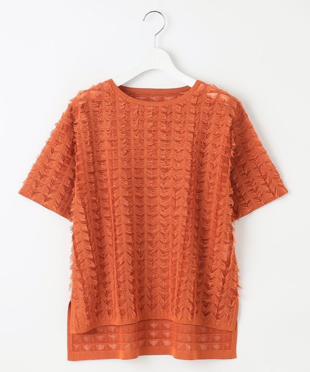 自由区 S 【セットアップ対応・洗える】シアーカットジャカード ニット グラムレッド