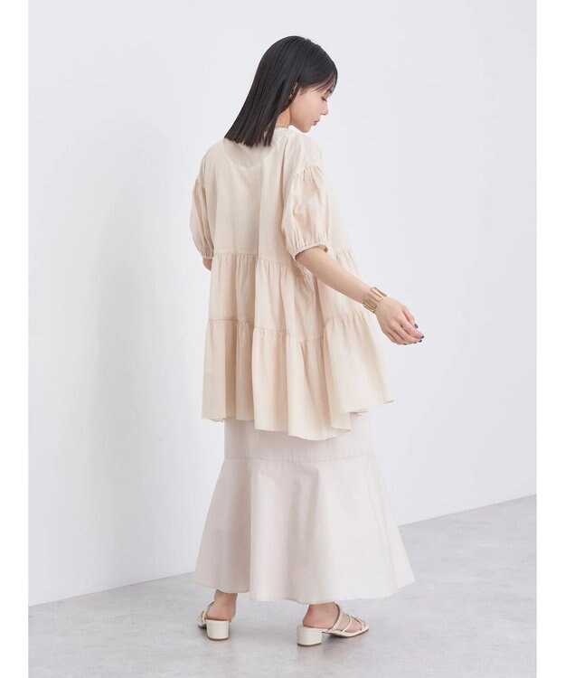 earth music&ecology 綿ローンティアードチュニック Beige