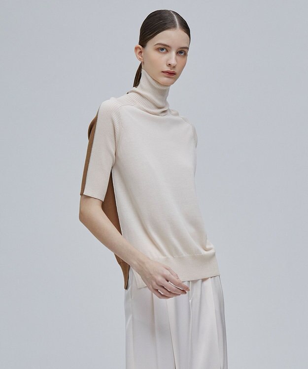 BEIGE， JULIE / 半袖ニット Nude x Camel