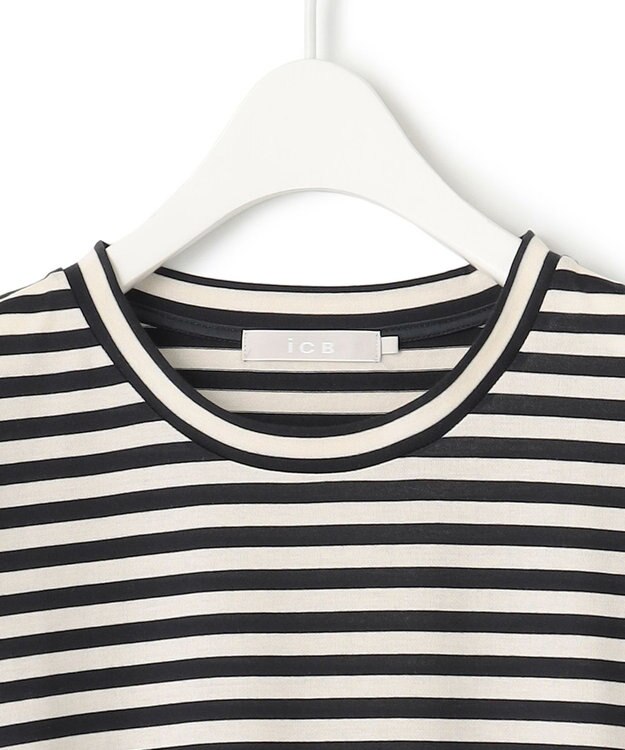 ICB L 【WEB限定・洗える】 シアージャージーコンビ カットソー ブラックボーダー系