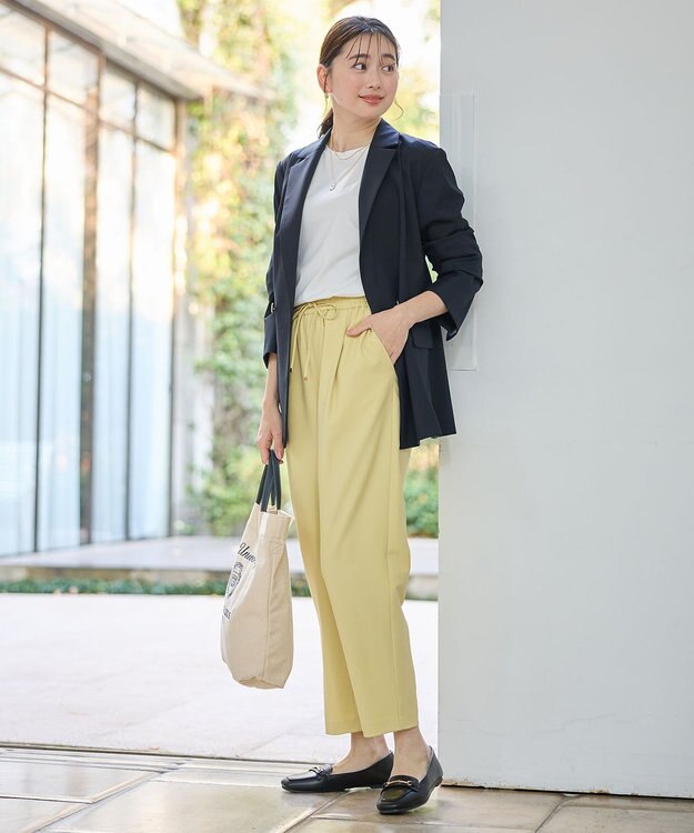 ANY 【ウエストゴム】イージーケアライトストレッチテーパードパンツ イエロー