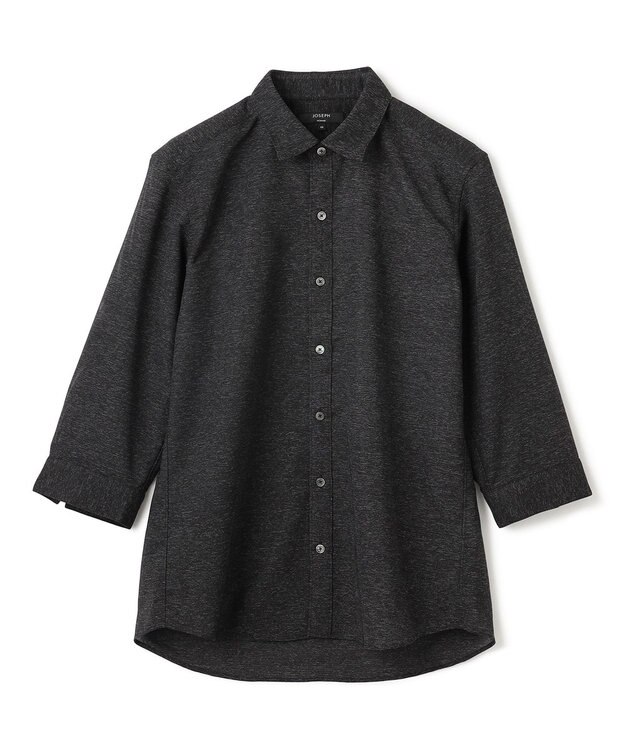 JOSEPH HOMME 新型・新素材【軽量/通気性/清涼感/洗える/ストレッチ】レノクロスストレッチ　7分袖レギュラーカラーシャツ ブラック系