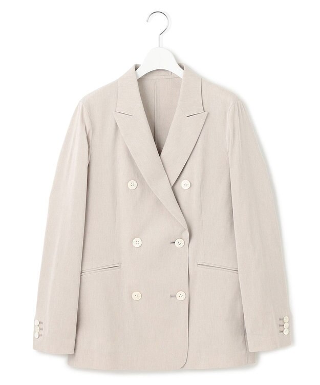 23区 【洗える】リネンレーヨンストレッチ ダブル ジャケット ベージュ系