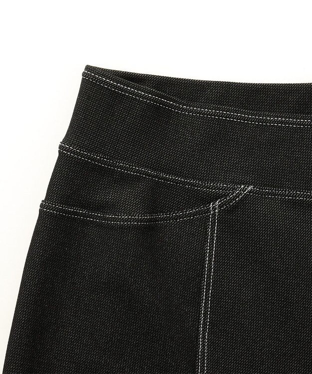 Chacott デニム調ブーツカットパンツ ブラック