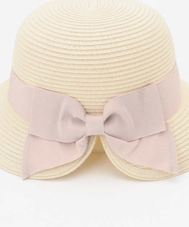 ANY KIDS ウオッシャブル後ろ割れリボンハット ホワイト×ピンクリボン