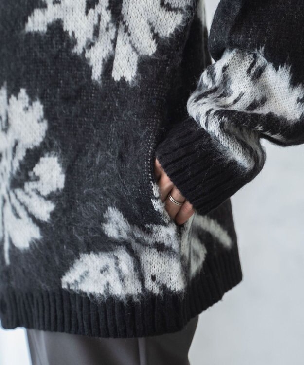 WEGO モヘアライク総柄BIGカーディガン 柄4