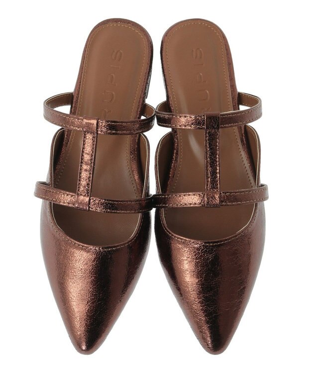 Green Parks ＲＵＰＩＳ．ポインテッドＴストラップミュール Brown