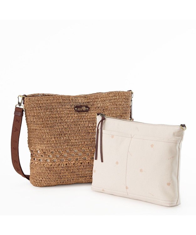 IBIZA ラフィア　ショルダーバッグ 濃茶