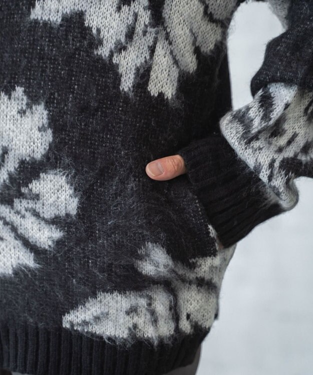 WEGO モヘアライク総柄BIGカーディガン 柄4