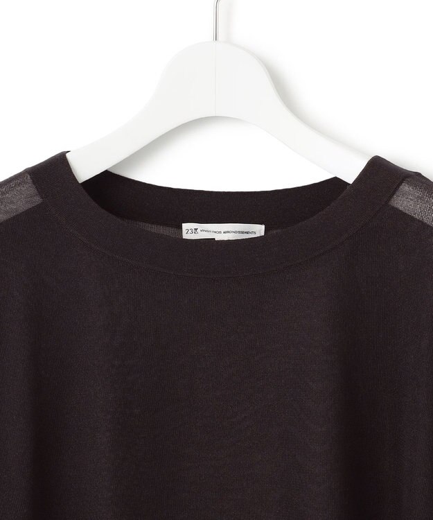 23区 【洗える】シャイニーシアー ボートネック ニット ダークブラウン系