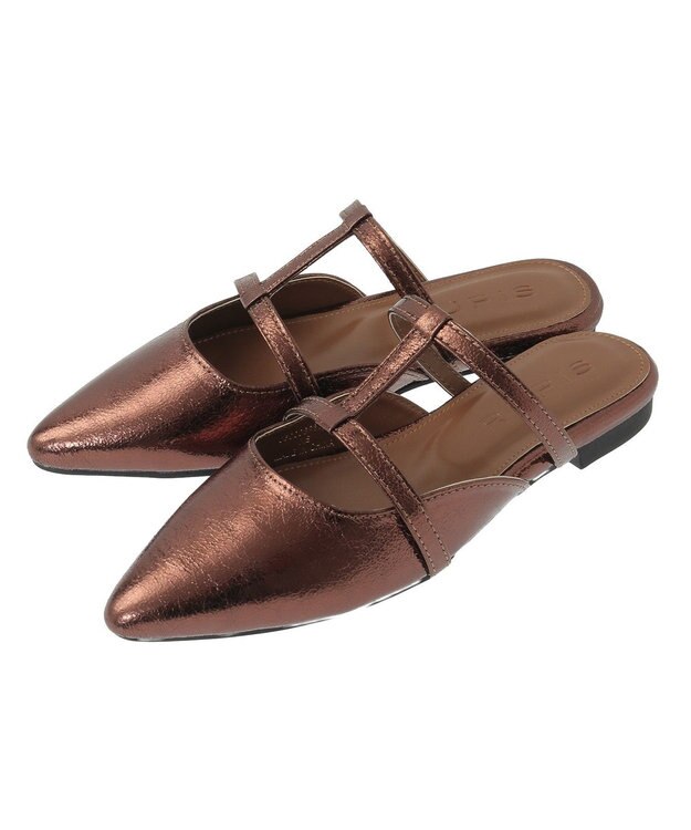 Green Parks ＲＵＰＩＳ．ポインテッドＴストラップミュール Brown