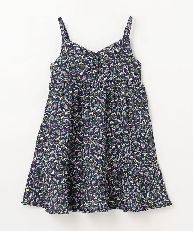 ANY KIDS フラワープリント キャミ ワンピース ネイビー系