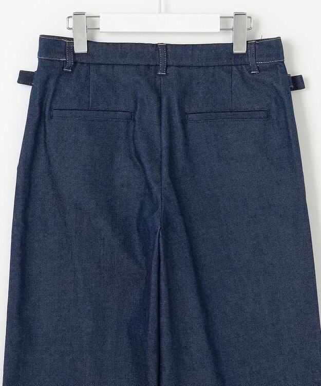 J.PRESS LADIES S 【洗える】ハイパワーデニムツイル ワイド パンツ インディゴ系