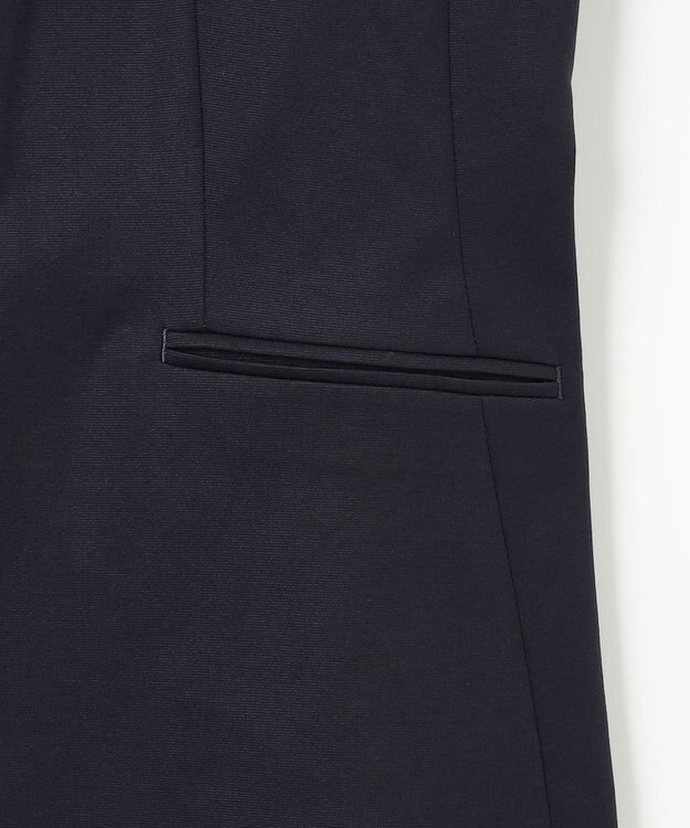 J.PRESS LADIES 【セットアップ対応・洗える・抗菌防臭】T/Cポンチ ノーカラー ジャケット ネイビー系