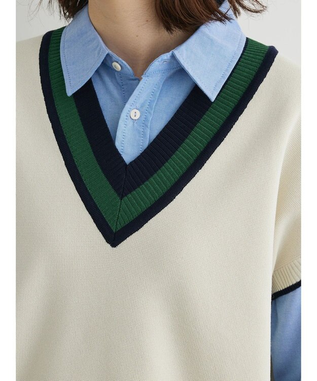 Green Parks チルデンニットベスト Off White