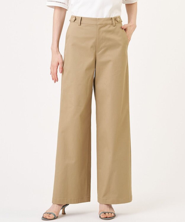 J.PRESS LADIES L 20チノストレッチ ストレート パンツ ベージュ系