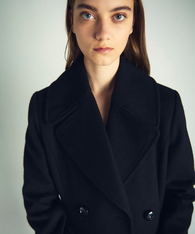 GRACE CONTINENTAL 刺繍ウールコート ブラック