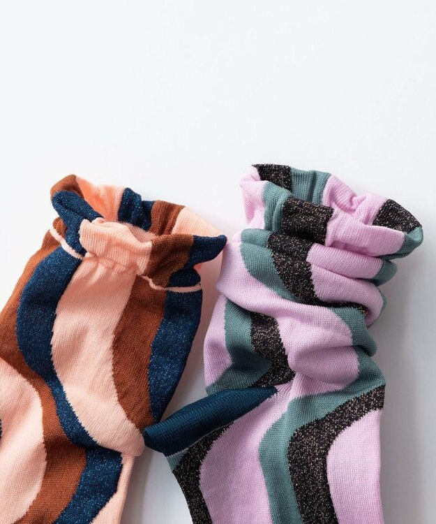 TRICOTE WAVE STRIPE SOCKS／ウェーブストライプソックス 48KHAKI