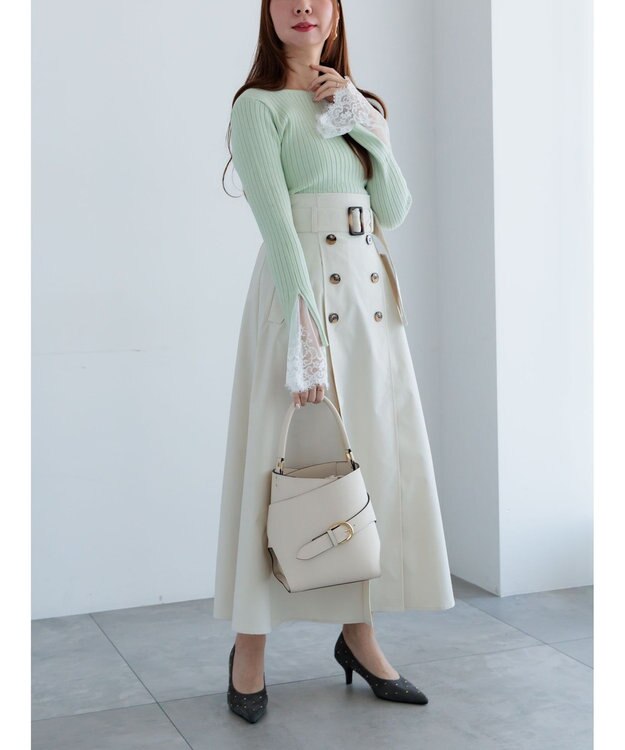 Te chichi レースカフスリブニット ミント