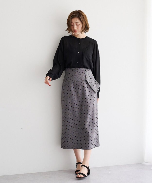 YECCA VECCA ドライタッチシアーバンドカラーシャツ Black
