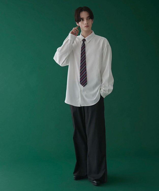 WEGO タイ付きシャツ(LS) ホワイト