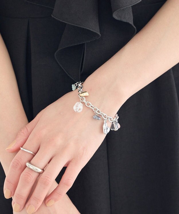 earth music&ecology ストーンＭＩＸチャームブレスレット Silver