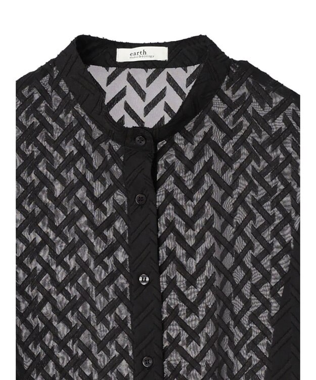 earth music&ecology ツッキリジャガードショートブラウス Black