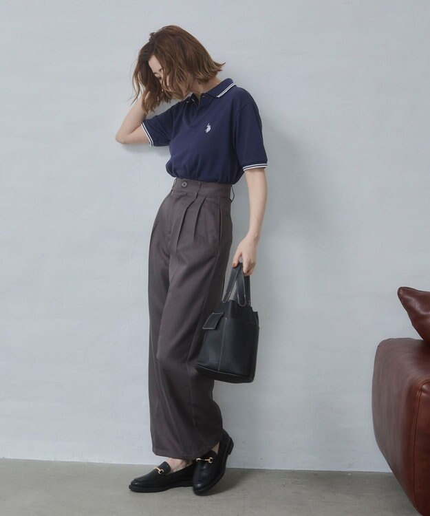 WEGO 【26年春夏新カラー登場/ユニセックス着用ITEM/SMLサイズ展開】U.S. POLO ASSN.別注ラインポロシャツ ネイビー