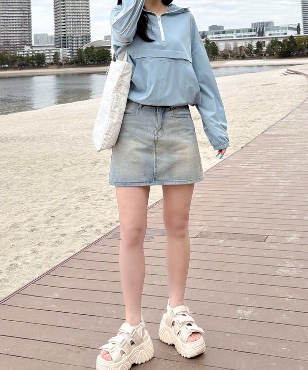 WEGO 【日焼け対策/セットアップ対応】ラッシュガードラインアノラックパーカー ブルー