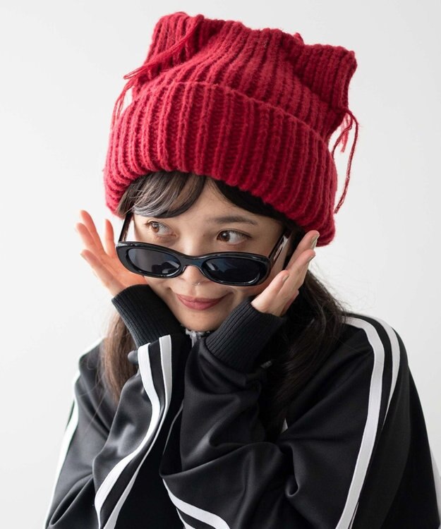 WEGO ローゲージネコミミニットキャップ レッド