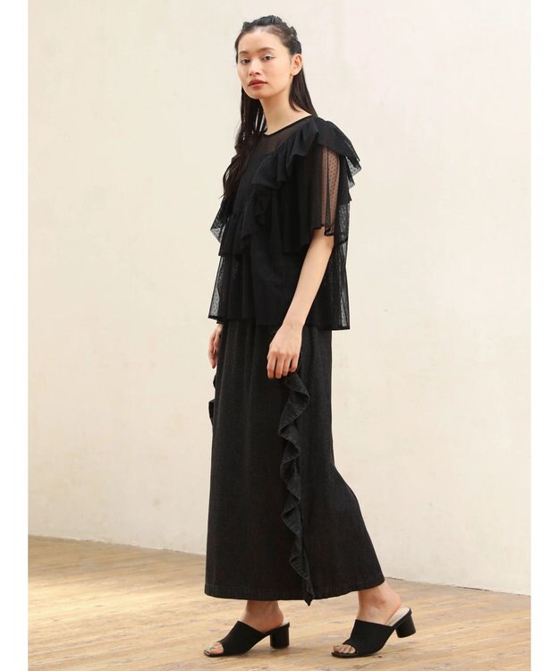 Green Parks ■ＥＳＣＡＲ　デニムサイドラッフルスカート Black