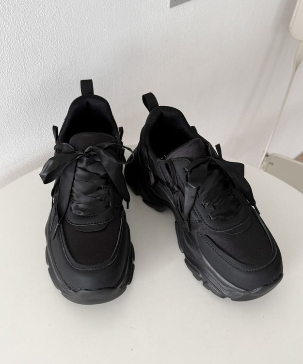 WEGO リボンデザイン厚底スニーカー ブラック