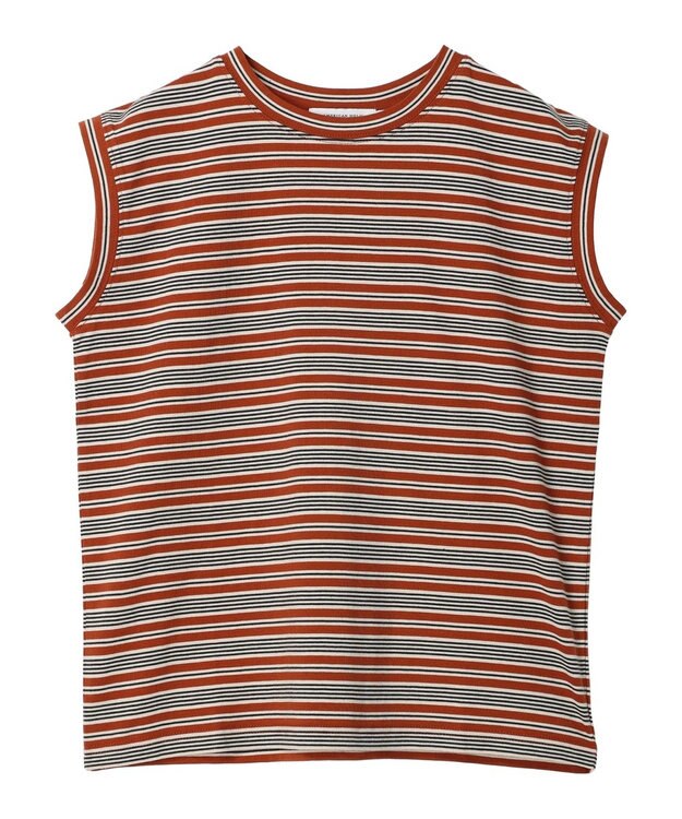 AMERICAN HOLIC マルチボーダーノースリーブカットプルオーバー Terracotta