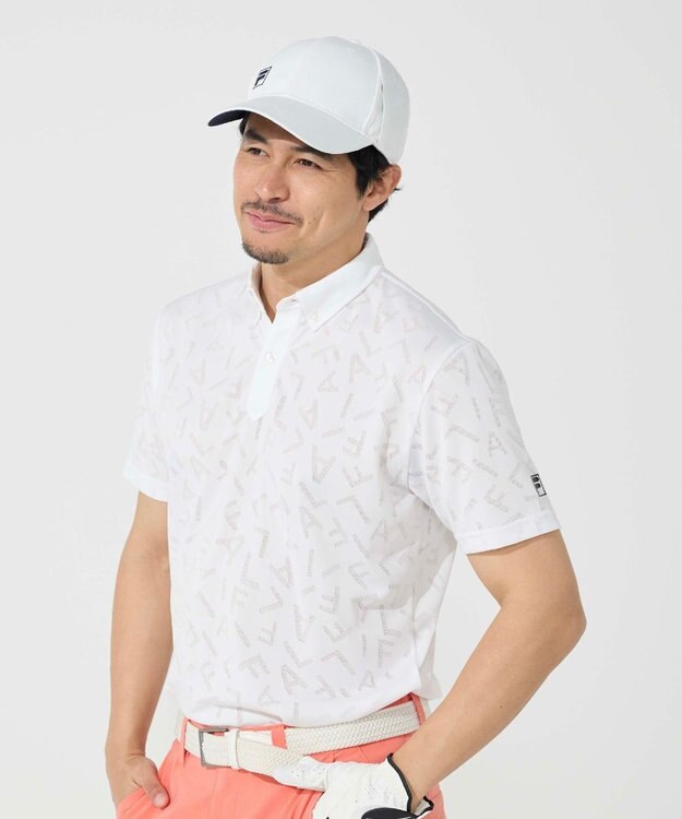 FILA GOLF／marie claire 【FILA GOLF】メッシュ加工ロゴ半袖ポロシャツ ホワイト