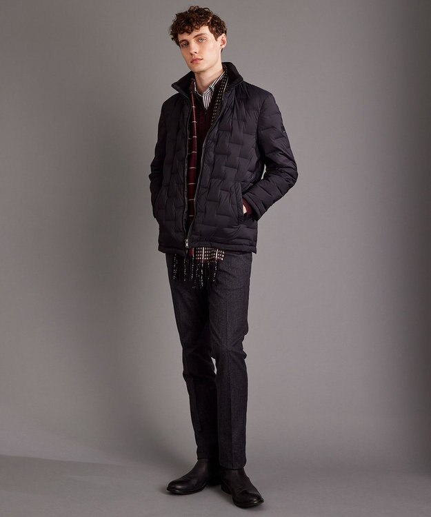 JOSEPH ABBOUD 【軽量/ポケッタブル/撥水】 2WAYストレッチ・パッカブル ダウン ブルゾン ブラック系