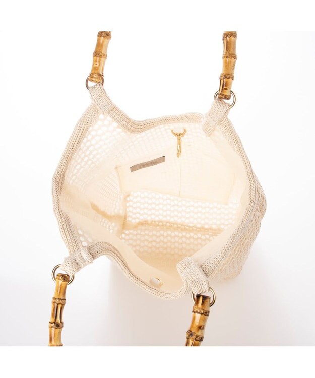 UNBILLION カシュカシュ cachecache / 雑材風バンブーハンドル手提げトート アイボリー