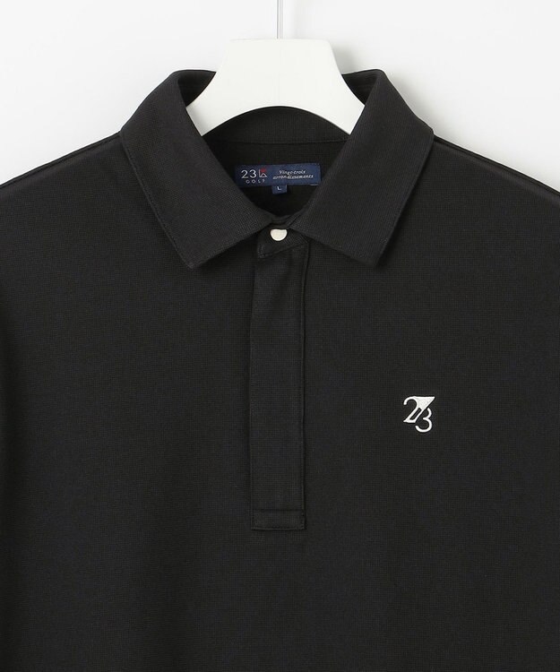 23区GOLF 【MEN】温度調節素材『サーモアジャスト』シンプル ポロシャツ ブラック系
