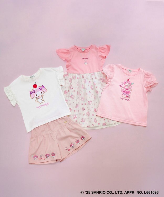 ANY KIDS 【any FAM ×サンリオキャラクターズ】パフスリーブ Tシャツ マイメロディ×ピンク