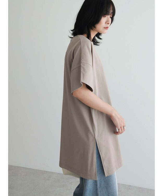 Green Parks 冷っとすずやか　袖広チュニック Gray Beige