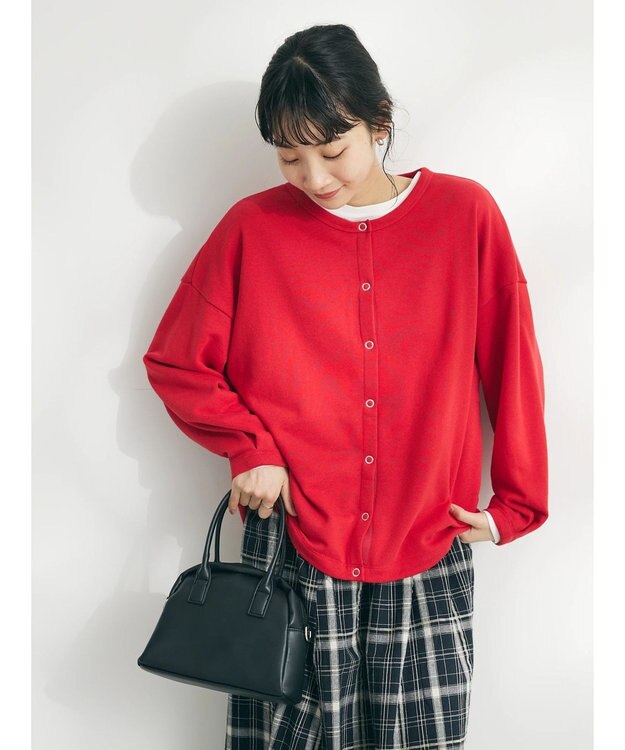 CRAFT STANDARD BOUTIQUE 裏毛リングドットカーディガン Red