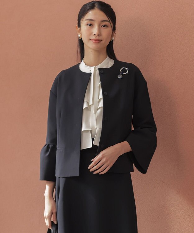 組曲 S 【KUMIKYOKU NAVY】コンフォータブルドレープ フレアスリーブジャケット ネイビー系