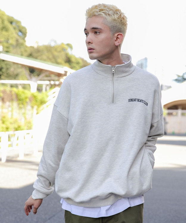 WEGO ヘビーウエイトハーフZIPワンポイントPO オートミール