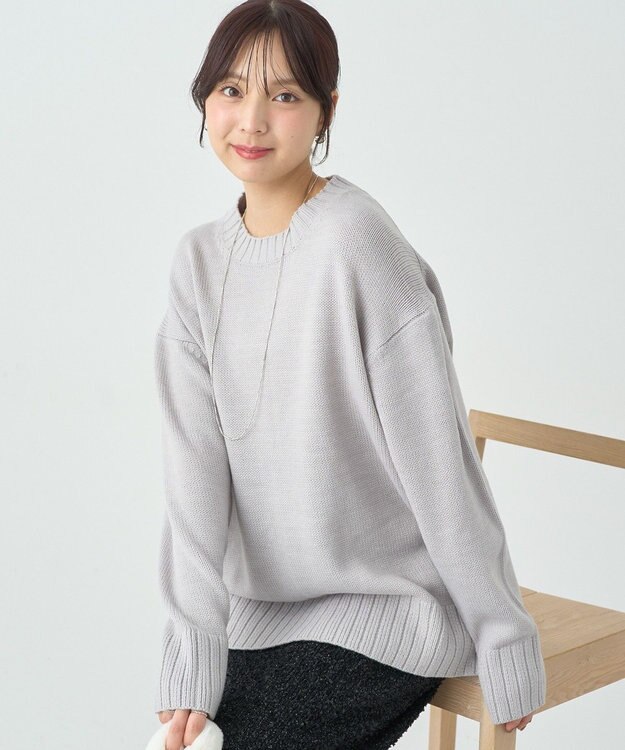 earth music&ecology ウォッシャブルスリットチュニック Gray Mixture