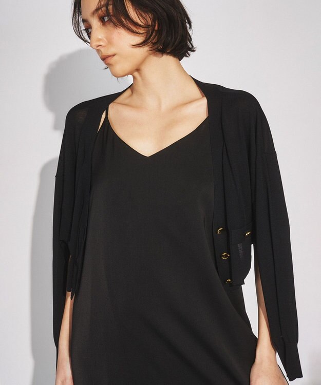 GRACE CONTINENTAL ショートルーズニットカーディガン ブラック