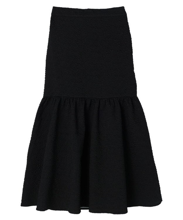 earth music&ecology エンボスフラワー　切替ボリュームスカート Black