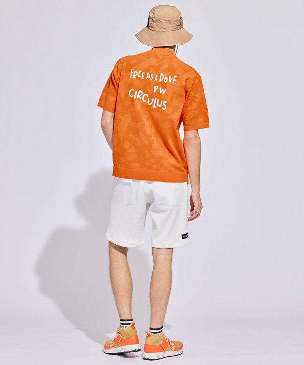 PW CIRCULUS 【MEN】ＤＯＶＥモチーフ ニットモックネック ゴルフ オレンジ系