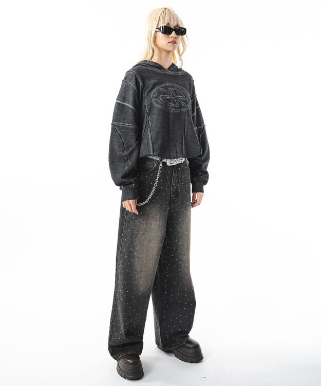 WEGO 【ユニセックス着用ITEM/MLサイズ展開】コールドダイスウィッチングプルパーカー スミクロ