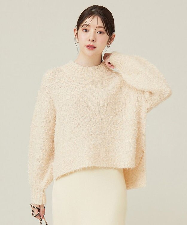 ANY SIS 【洗える】リボンヤーンミックス ニット アイボリー