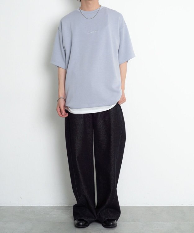 WEGO 【機能T】カラーステッチワンポイントT（SS） サックス