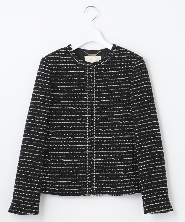 自由区 【XSサイズ～/セット可】カラミツイード ノーカラージャケット ブラック系8